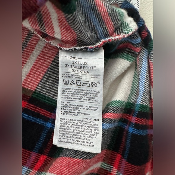 Old Navy Red Multi Plaid Top 2X Plus - Picture 8 of 9